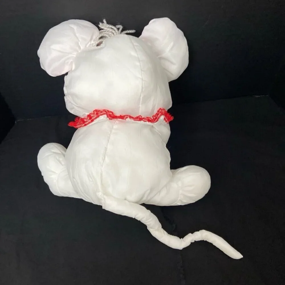 Vtg Fisher Price Christmas Puffalumps Dog (year unknown) & Mouse 1987 Candy Cane